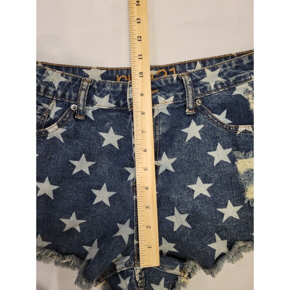 Rue21 Womens 9/10 Denim Cutoff Jean Shorts Stars Distressed Raw Hem Patriotic - Picture 11 of 12